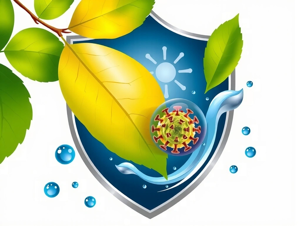 Escudo estilizado con elementos naturales simbolizando la inmunidad y defensa